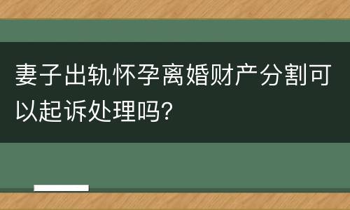 妻子出轨怀孕离婚财产分割可以起诉处理吗？