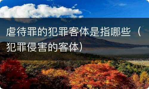 虐待罪的犯罪客体是指哪些（犯罪侵害的客体）