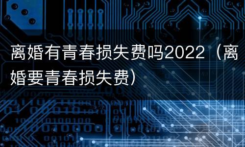 离婚有青春损失费吗2022（离婚要青春损失费）