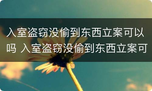 入室盗窃没偷到东西立案可以吗 入室盗窃没偷到东西立案可以吗怎么处理