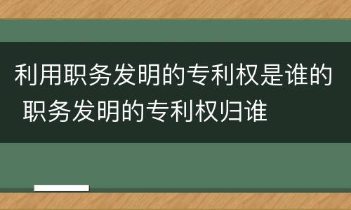利用职务发明的专利权是谁的 职务发明的专利权归谁