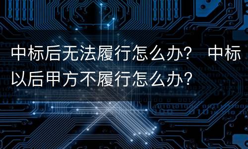 中标后无法履行怎么办？ 中标以后甲方不履行怎么办?
