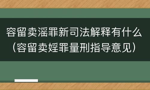 容留卖滛罪新司法解释有什么（容留卖婬罪量刑指导意见）