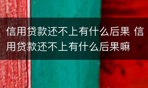 信用贷款还不上有什么后果 信用贷款还不上有什么后果嘛