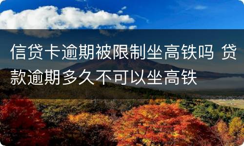 信贷卡逾期被限制坐高铁吗 贷款逾期多久不可以坐高铁