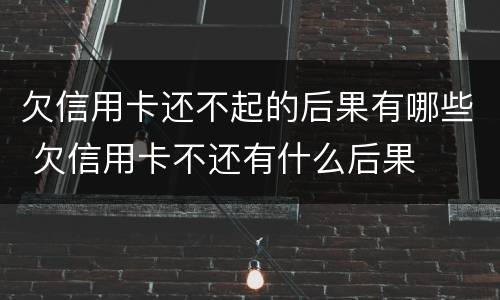 欠信用卡还不起的后果有哪些 欠信用卡不还有什么后果