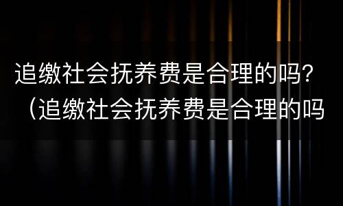 追缴社会抚养费是合理的吗？（追缴社会抚养费是合理的吗法律）