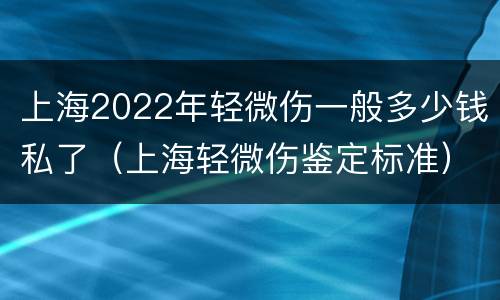 上海2022年轻微伤一般多少钱私了（上海轻微伤鉴定标准）