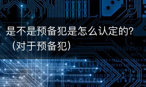 是不是预备犯是怎么认定的？（对于预备犯）