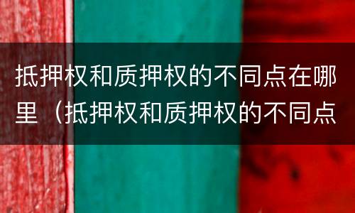 抵押权和质押权的不同点在哪里（抵押权和质押权的不同点在哪里查）