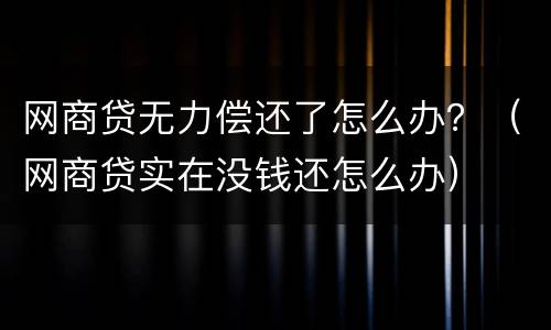 网商贷无力偿还了怎么办？（网商贷实在没钱还怎么办）