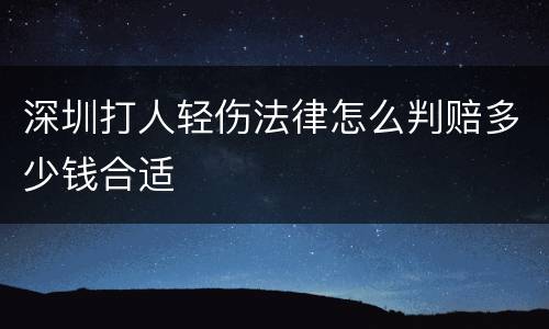 深圳打人轻伤法律怎么判赔多少钱合适