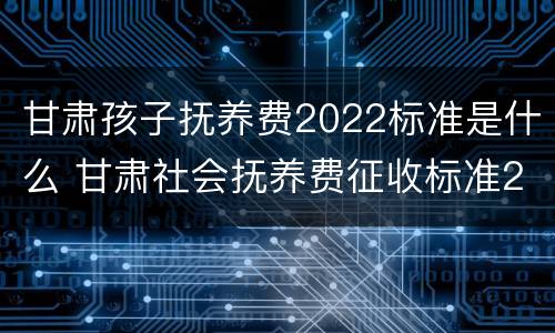 甘肃孩子抚养费2022标准是什么 甘肃社会抚养费征收标准2021