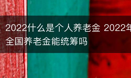 2022什么是个人养老金 2022年全国养老金能统筹吗