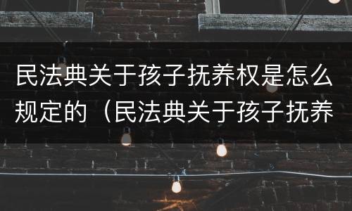 民法典关于孩子抚养权是怎么规定的（民法典关于孩子抚养权问题）