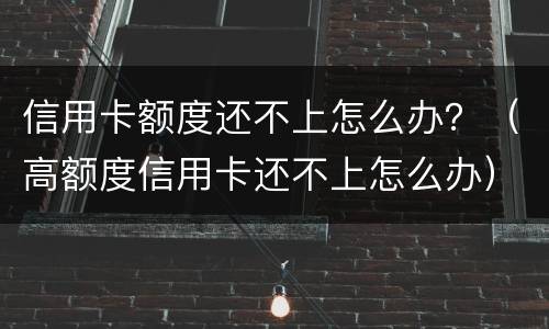 信用卡额度还不上怎么办？（高额度信用卡还不上怎么办）