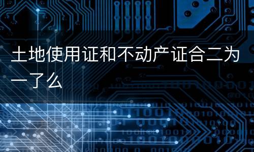 土地使用证和不动产证合二为一了么
