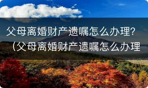 父母离婚财产遗嘱怎么办理？（父母离婚财产遗嘱怎么办理过户）