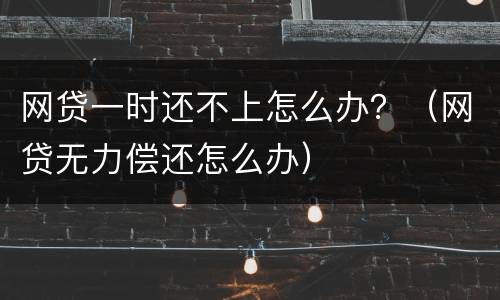 网贷一时还不上怎么办？（网贷无力偿还怎么办）