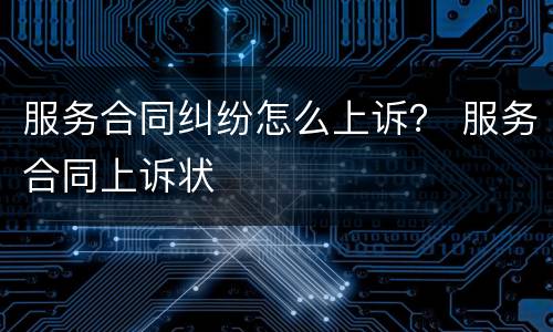 服务合同纠纷怎么上诉？ 服务合同上诉状