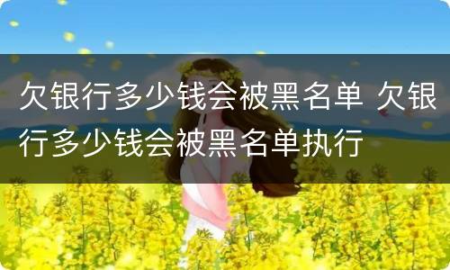 欠银行多少钱会被黑名单 欠银行多少钱会被黑名单执行