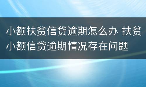 小额扶贫信贷逾期怎么办 扶贫小额信贷逾期情况存在问题