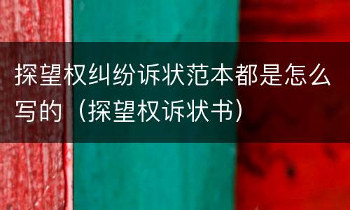 探望权纠纷诉状范本都是怎么写的（探望权诉状书）