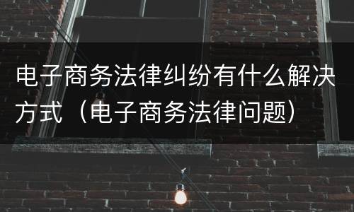 电子商务法律纠纷有什么解决方式（电子商务法律问题）