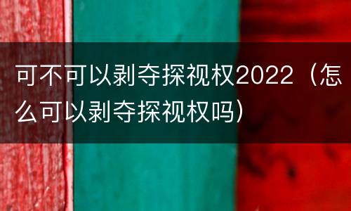 可不可以剥夺探视权2022（怎么可以剥夺探视权吗）