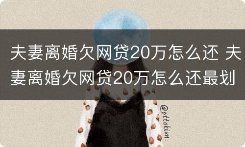 夫妻离婚欠网贷20万怎么还 夫妻离婚欠网贷20万怎么还最划算