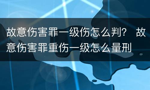 故意伤害罪一级伤怎么判？ 故意伤害罪重伤一级怎么量刑