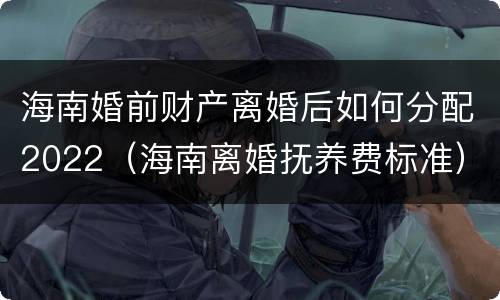 海南婚前财产离婚后如何分配2022（海南离婚抚养费标准）