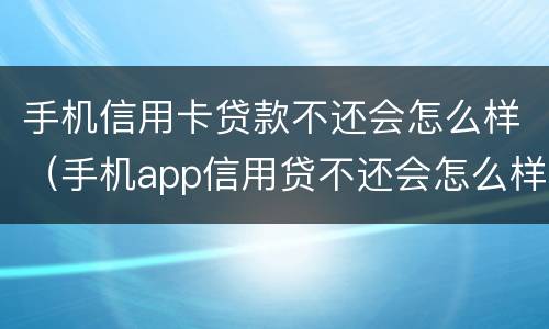手机信用卡贷款不还会怎么样（手机app信用贷不还会怎么样?）