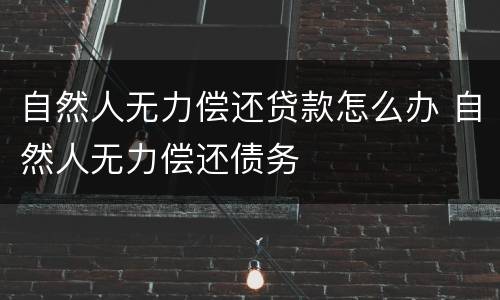 自然人无力偿还贷款怎么办 自然人无力偿还债务