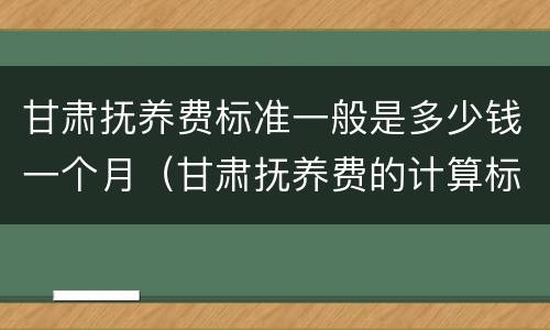 甘肃抚养费标准一般是多少钱一个月（甘肃抚养费的计算标准）