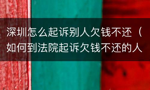 深圳怎么起诉别人欠钱不还（如何到法院起诉欠钱不还的人）