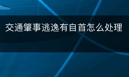 交通肇事逃逸有自首怎么处理