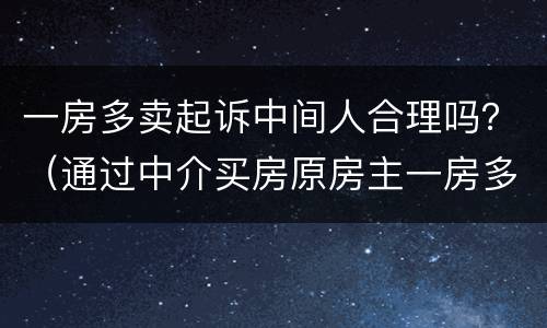 一房多卖起诉中间人合理吗？（通过中介买房原房主一房多卖）