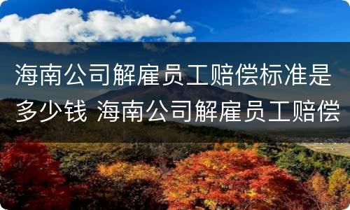 海南公司解雇员工赔偿标准是多少钱 海南公司解雇员工赔偿标准是多少钱一个月
