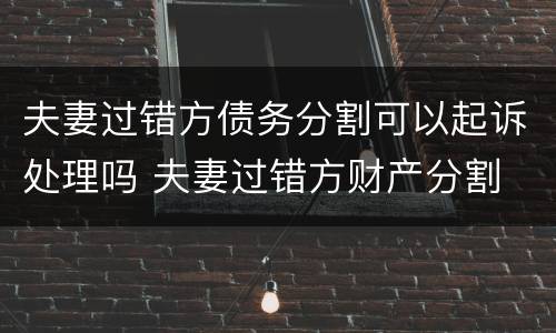 夫妻过错方债务分割可以起诉处理吗 夫妻过错方财产分割