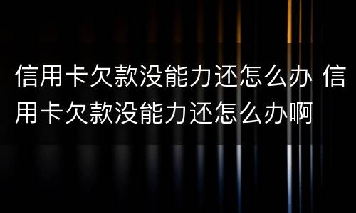 信用卡欠款没能力还怎么办 信用卡欠款没能力还怎么办啊