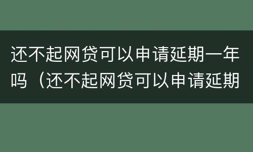 还不起网贷可以申请延期一年吗（还不起网贷可以申请延期一年吗）