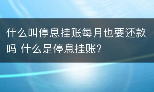 什么叫停息挂账每月也要还款吗 什么是停息挂账?