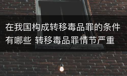 在我国构成转移毒品罪的条件有哪些 转移毒品罪情节严重