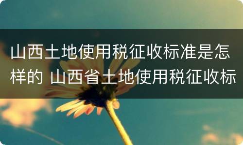 山西土地使用税征收标准是怎样的 山西省土地使用税征收标准