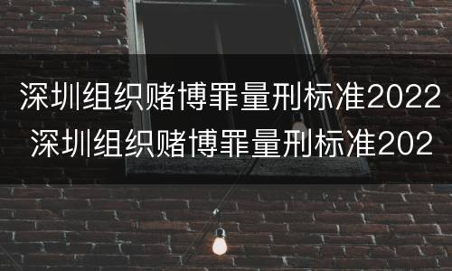 深圳组织赌博罪量刑标准2022 深圳组织赌博罪量刑标准2022最新