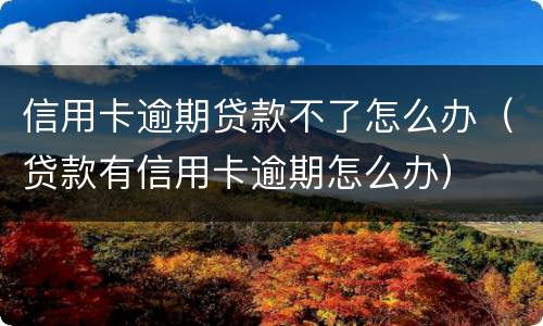 信用卡逾期贷款不了怎么办（贷款有信用卡逾期怎么办）