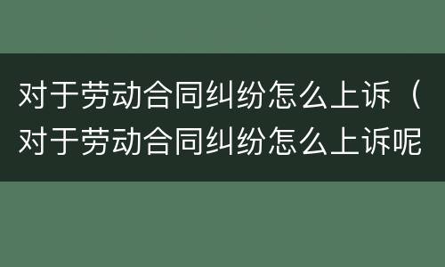 对于劳动合同纠纷怎么上诉（对于劳动合同纠纷怎么上诉呢）