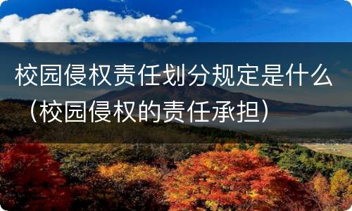 校园侵权责任划分规定是什么（校园侵权的责任承担）