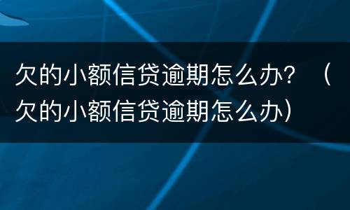 欠的小额信贷逾期怎么办？（欠的小额信贷逾期怎么办）